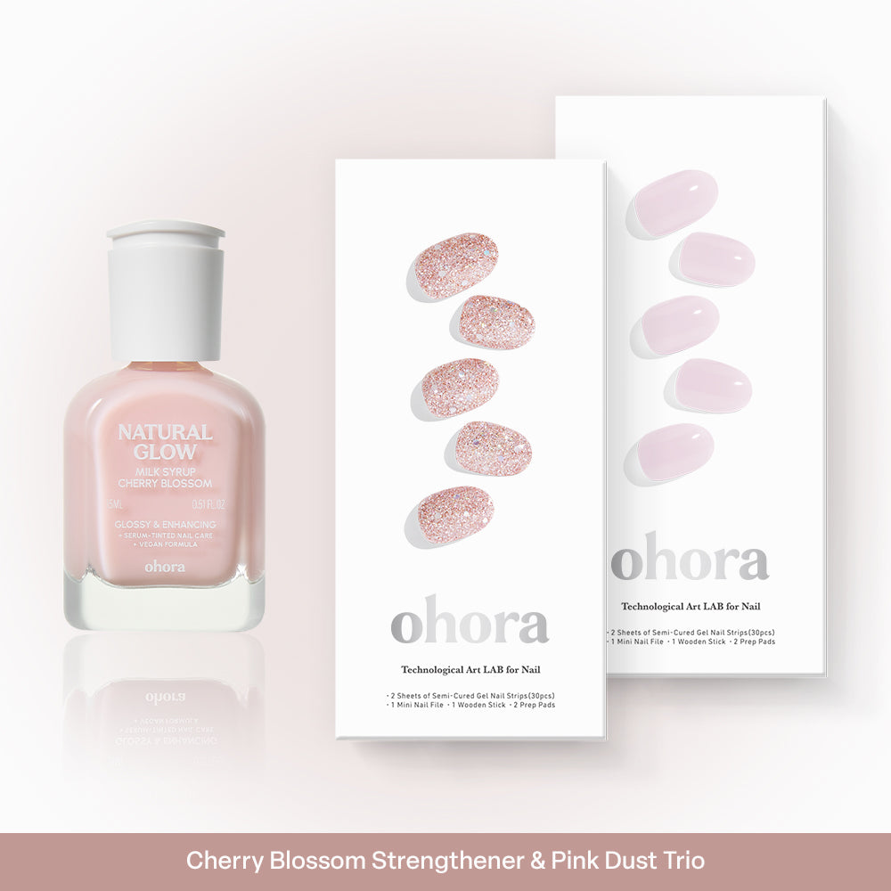 7% OFF Strengthener x Nail] Cherry Blossom & Pink Dust Trio