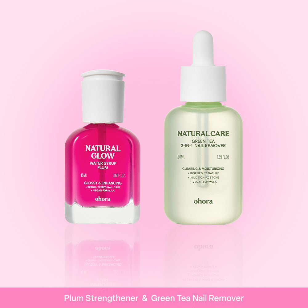 [10% OFF] Plum Nail Strengthener × Green Tea Nail Remover Duo