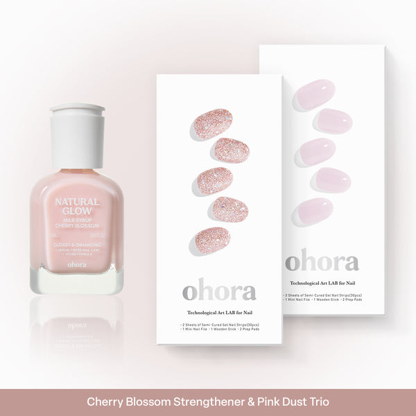 7% OFF Strengthener x Nail] Cherry Blossom & Pink Dust Trio